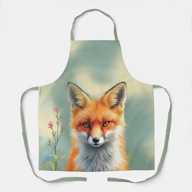Striking Eyes of a Cunning Red Fox   Apron (Front)