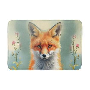 Striking Eyes of a Cunning Red Fox Bath Mat