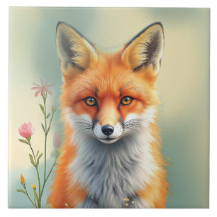 Striking Eyes of a Cunning Red Fox Ceramic Tile