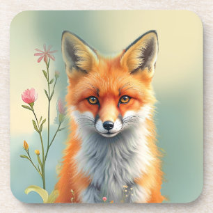 Striking Eyes of a Cunning Red Fox Coaster