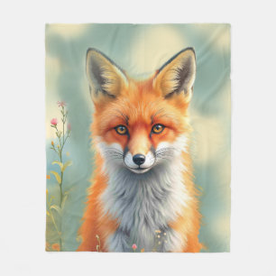 Striking Eyes of a Cunning Red Fox Fleece Blanket