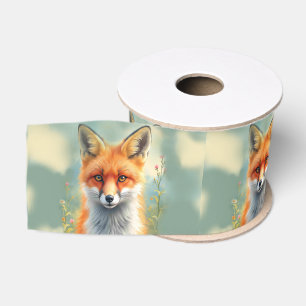 Striking Eyes of a Cunning Red Fox Grosgrain Ribbon