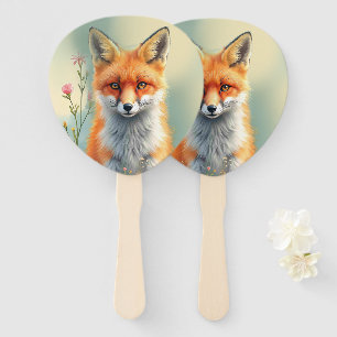Striking Eyes of a Cunning Red Fox Hand Fan