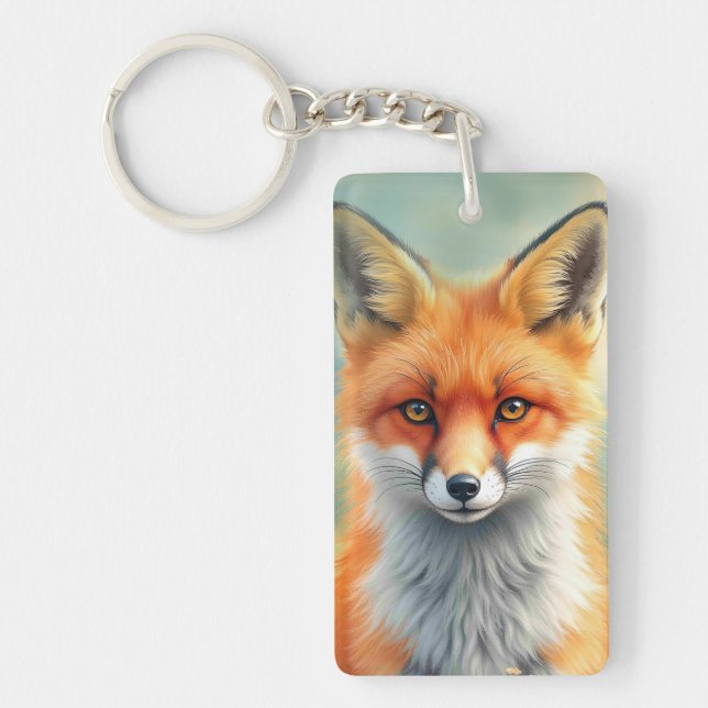 Striking Eyes of a Cunning Red Fox   Key Ring (Front)