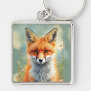 Striking Eyes of a Cunning Red Fox Key Ring