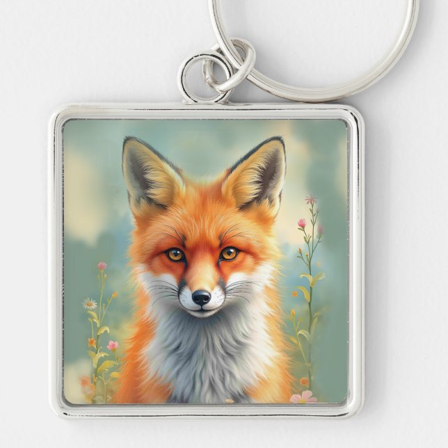 Striking Eyes of a Cunning Red Fox   Key Ring (Front)