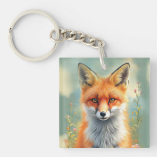 Striking Eyes of a Cunning Red Fox   Key Ring