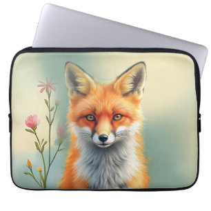 Striking Eyes of a Cunning Red Fox Laptop Sleeve