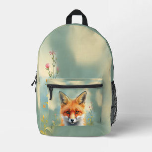 Striking Eyes of a Cunning Red Fox Printed Backpack
