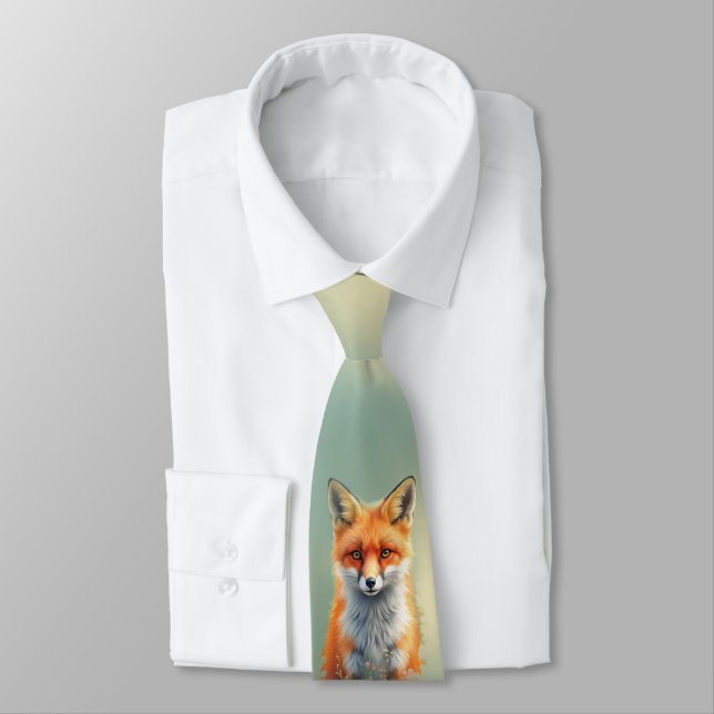 Striking Eyes of a Cunning Red Fox   Tie (Tied)