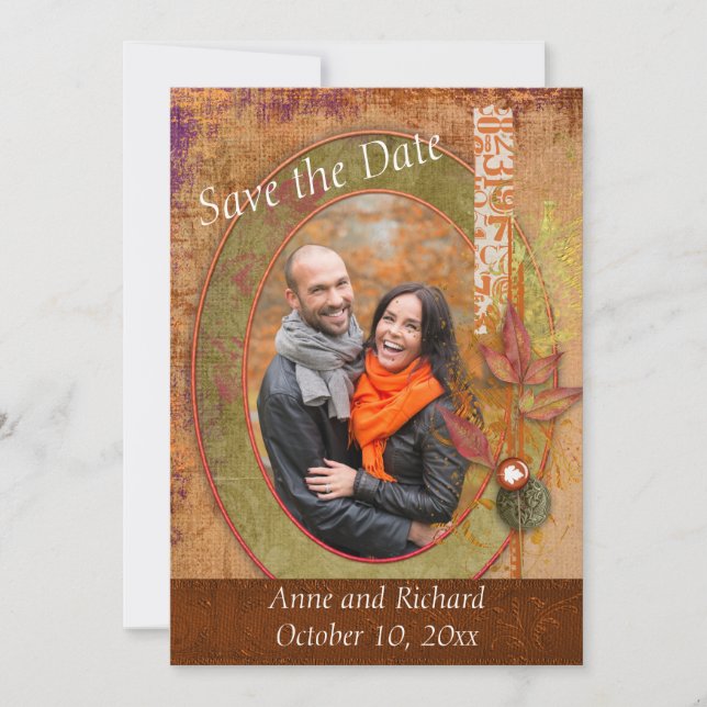 Striking Fall Wedding Photo Save the Date (Front)