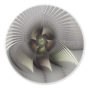 Striking Figure, Modern Abstract Fractal Art Ceramic Knob