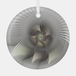 Striking Figure, Modern Abstract Fractal Art Glass Tree Decoration
