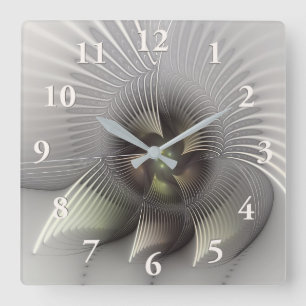 Striking Figure, Modern Abstract Fractal Art Square Wall Clock