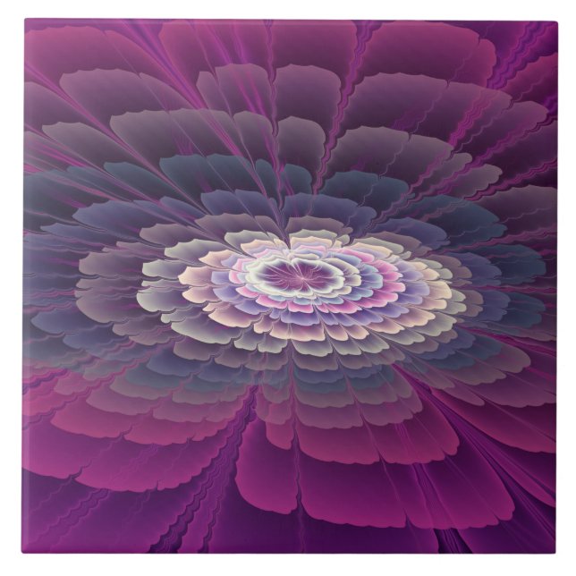 Striking Flower Colourful Abstract Fractal Art Pin Ceramic Tile (Front)