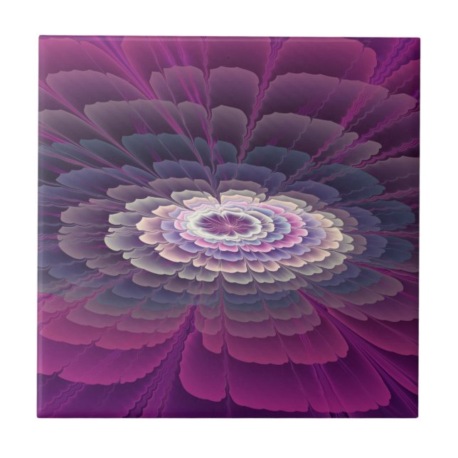 Striking Flower Colourful Abstract Fractal Art Pin Ceramic Tile (Front)