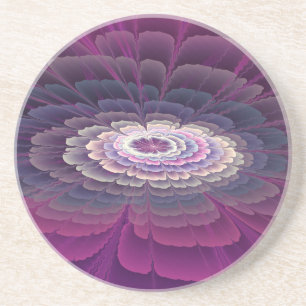 Striking Flower Colourful Abstract Fractal Art Pin Coaster