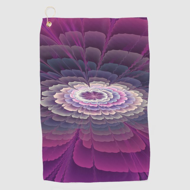 Striking Flower Colourful Abstract Fractal Art Pin Golf Towel (Front)