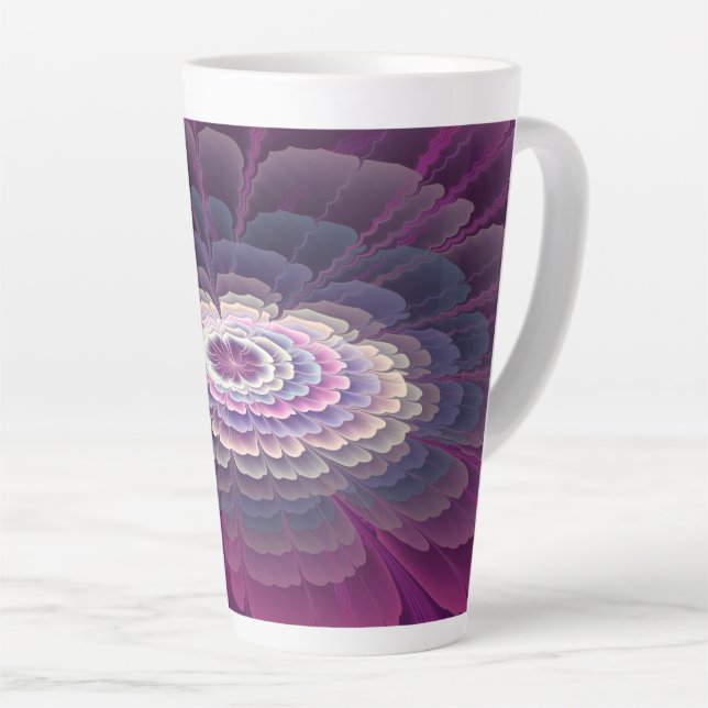 Striking Flower Colourful Abstract Fractal Art Pin Latte Mug (Right Angle)