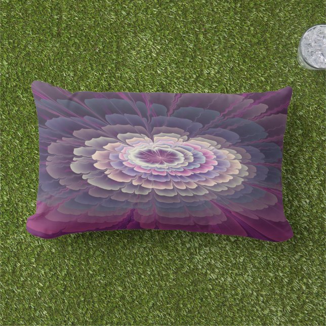 Striking Flower Colourful Abstract Fractal Art Pin Lumbar Cushion (Grass)