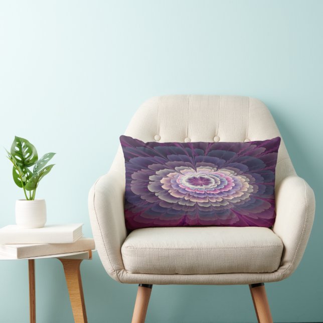 Striking Flower Colourful Abstract Fractal Art Pin Lumbar Cushion (Chair)