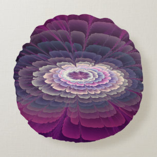 Striking Flower Colourful Abstract Fractal Art Pin Round Cushion