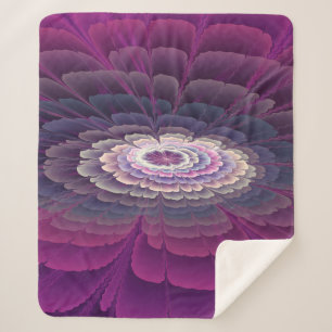 Striking Flower Colourful Abstract Fractal Art Pin Sherpa Blanket