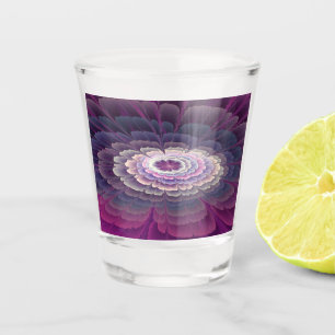 Striking Flower Colourful Abstract Fractal Art Pin Shot Glass