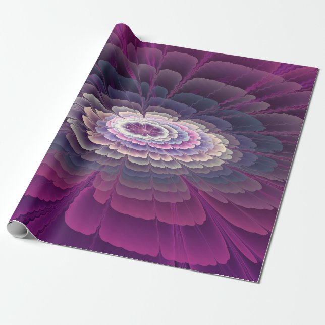 Striking Flower Colourful Abstract Fractal Art Wrapping Paper (Unrolled)