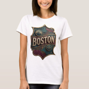 Striking Gold BOSTON Text Design T-Shirt