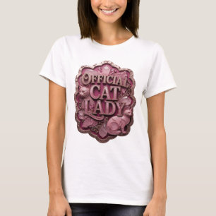 Striking Gold OFFICIAL CAT LADY Artistic Motif T-Shirt