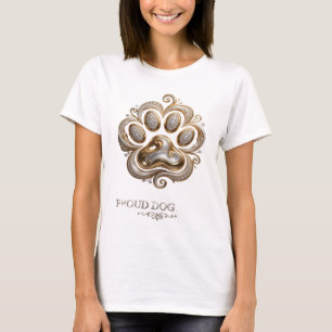 Striking Gold PROUD DOG Slogan Design T-Shirt