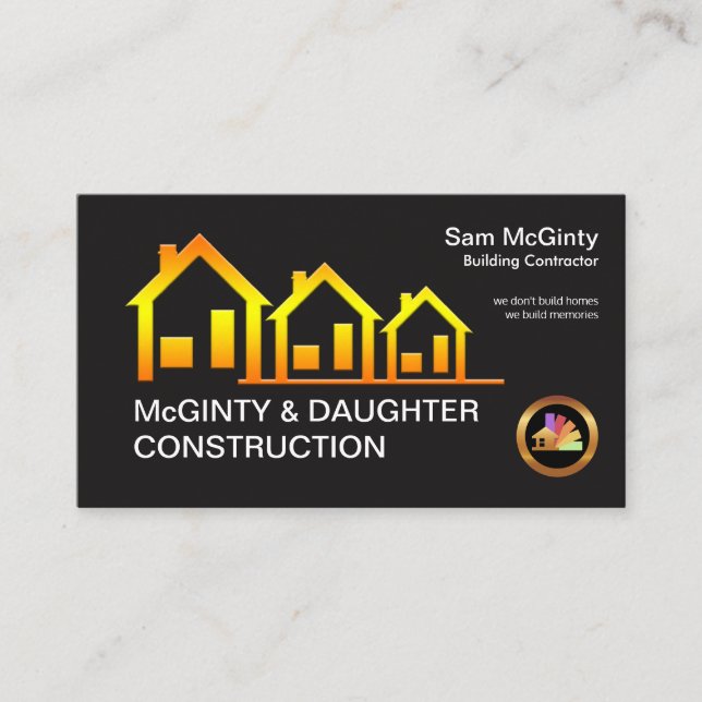 Striking Gradient Yellow Homes Building Contractor Business Card (Front)