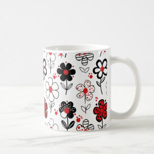 Striking Graphic Flowers Coffee Mug