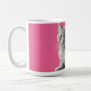 Striking Gray Tabby Cat with Green Eyes Coffee Mug