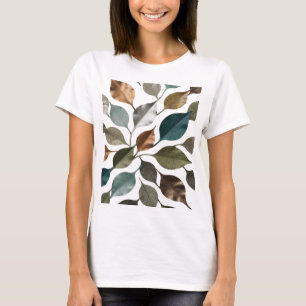 Striking Grey LEAVES ON BLACK Slogan Design T-Shirt