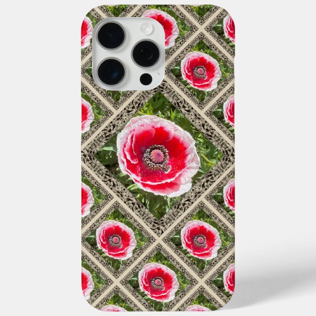 Striking iPhone Case with Red & White Poppies (Back)