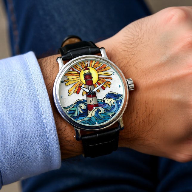 Striking Lighthouse Sun Ocean Waves Watch (Creator Uploaded)