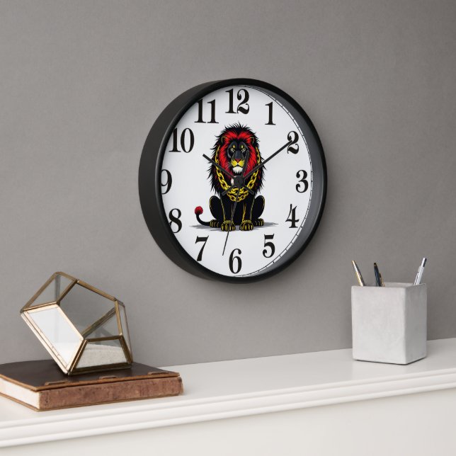 Striking Lion Clock Illustration (Office)