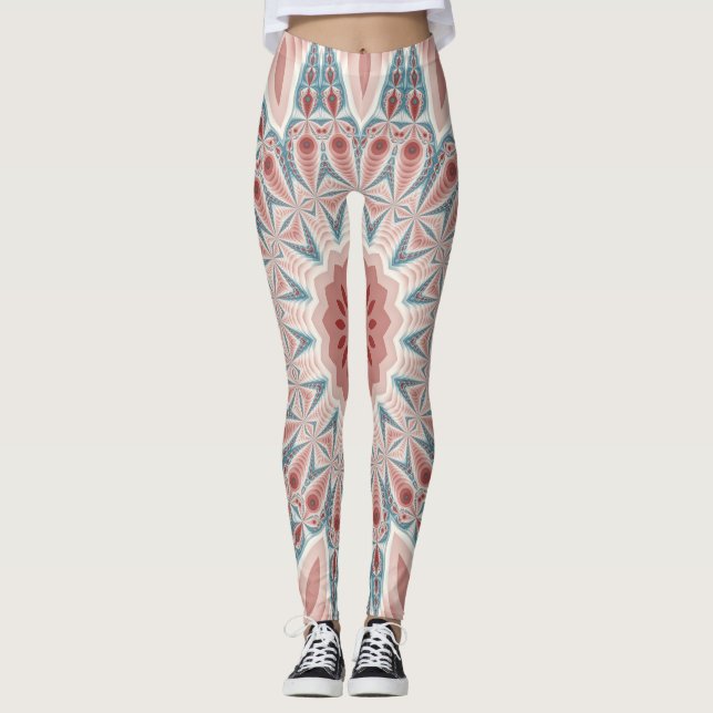 Striking Modern Kaleidoscope Mandala Fractal Art Leggings (Front)