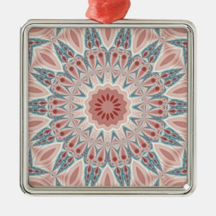 Striking Modern Kaleidoscope Mandala Fractal Art Metal Ornament