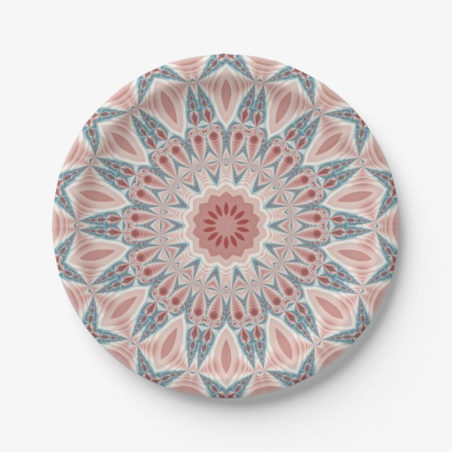 Striking Modern Kaleidoscope Mandala Fractal Art Paper Plate (Front)