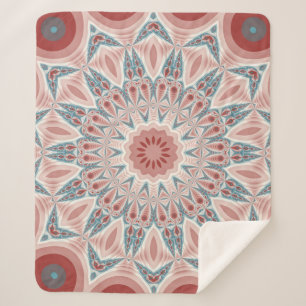 Striking Modern Kaleidoscope Mandala Fractal Art Sherpa Blanket