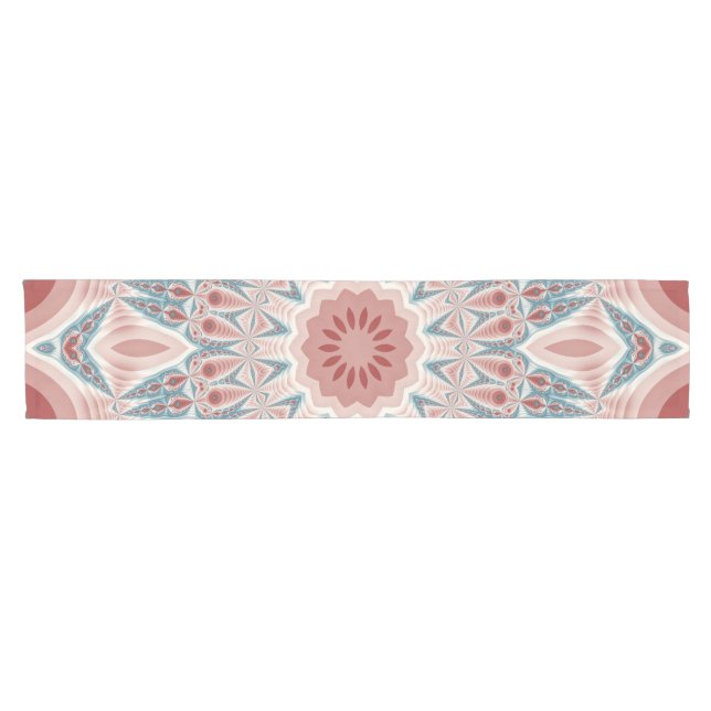 Striking Modern Kaleidoscope Mandala Fractal Art Short Table Runner (Horizontal)