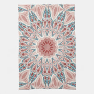 Striking Modern Kaleidoscope Mandala Fractal Art Tea Towel