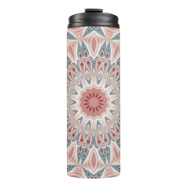 Striking Modern Kaleidoscope Mandala Fractal Art Thermal Tumbler (Front)