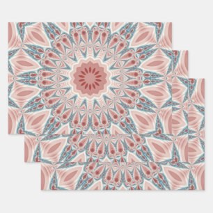 Striking Modern Kaleidoscope Mandala Fractal Art Wrapping Paper Sheet