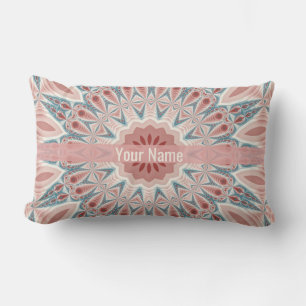 Striking Modern Kaleidoscope Mandala Fractal Name Lumbar Cushion