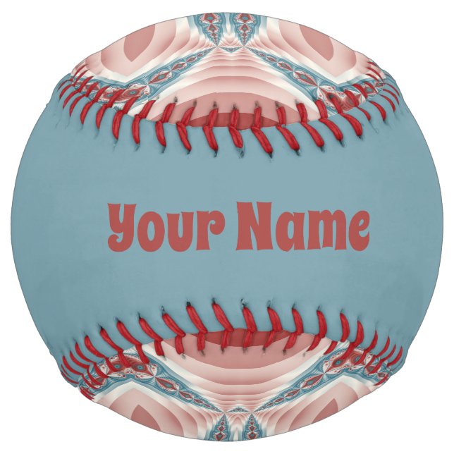 Striking Modern Kaleidoscope Mandala Fractal Name Softball (Front)