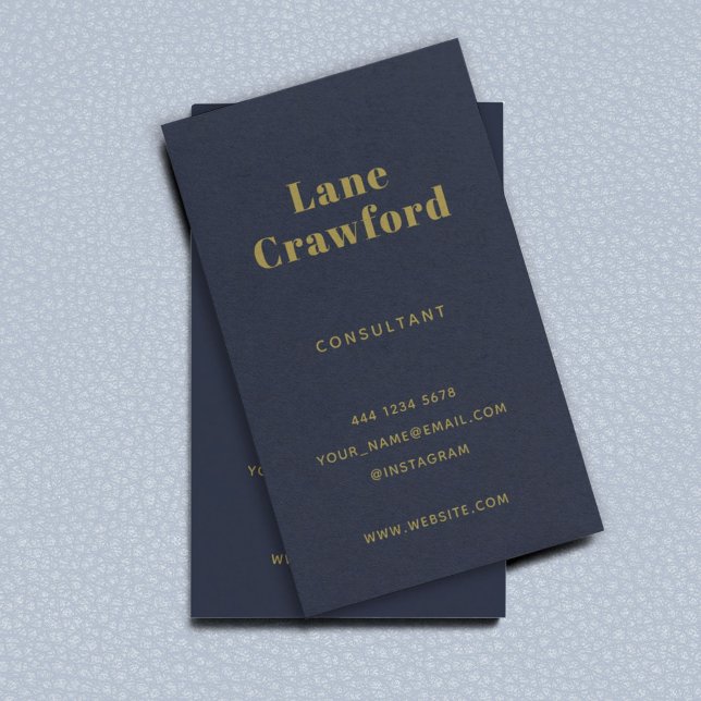 Striking Modern Minimalist Navy Blue Gold Business Card (Creator Uploaded)
